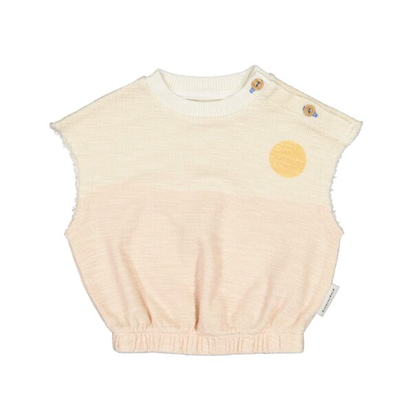 Piupiuchick sleeveless top | pink & ecru "les amis" print